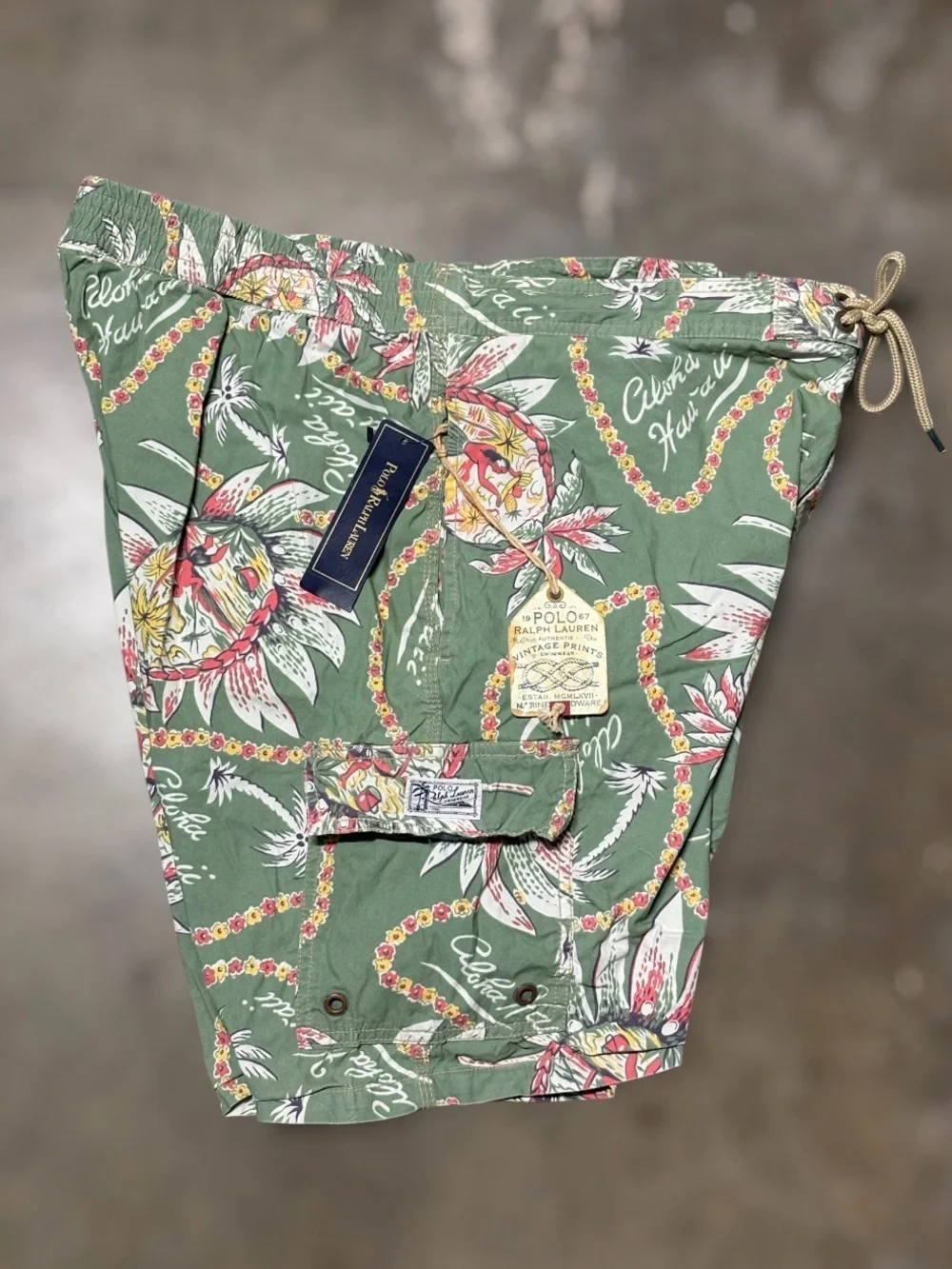 Polo Ralph Lauren Men’s Size 36-38” Vintage Aloha Hawaiian Print Swim Shorts